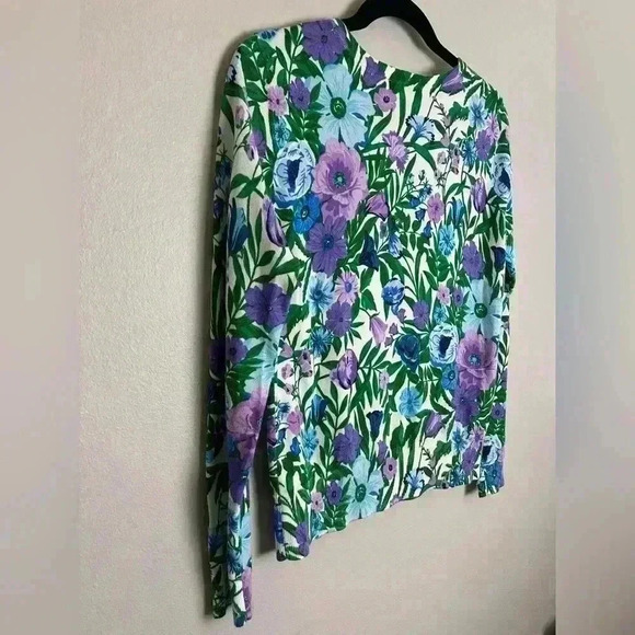 NWT Talbots Petites Floral Cardigan Sweater Medium Button Front Long Sleeves - Picture 4 of 7
